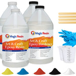 4 Gallon (15.2 L) | Art & Craft Epoxy Resin Kit | Includes 4 Pairs of Gloves, 4 Cups, 8 Sticks & 10 X 5G Mica Powder Bags