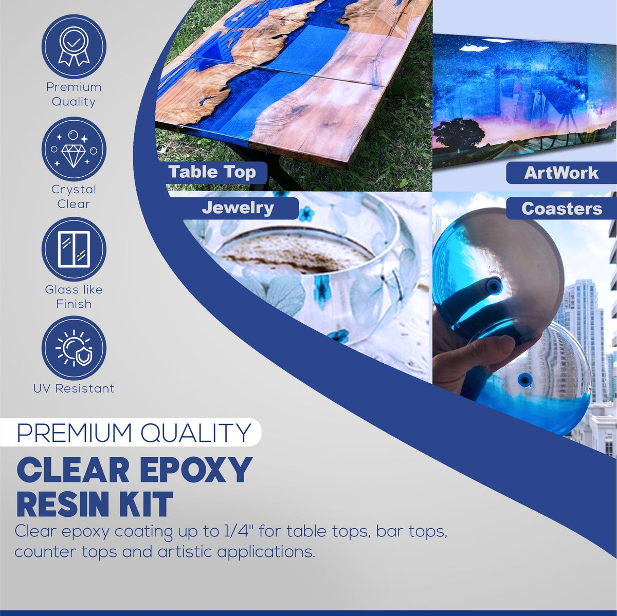 4 Gallon | Table Top Clear Coating Epoxy Resin Kit – Magic Resin USA
